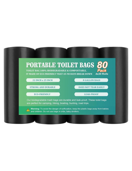 80 Bolsas Biodegradables TAGLUMO para Inodoro Camping 8 Gal 80 Bolsas Biodegradables TAGLUMO para Inodoro Camping 8 Gal