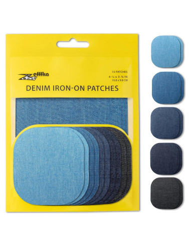Parches Termoadhesivos ZEFFFKA 10 Piezas Algodón Azul y Negro