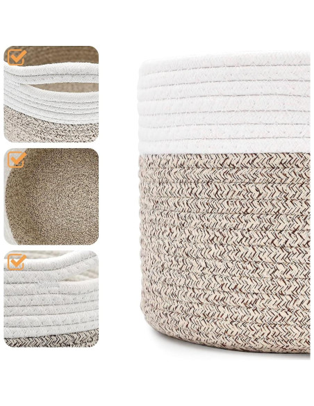 Cesta de Almacenamiento Loravou Pequeña Algodón Marrón 24cm Cesta de Almacenamiento Loravou Pequeña Algodón Marrón 24cm