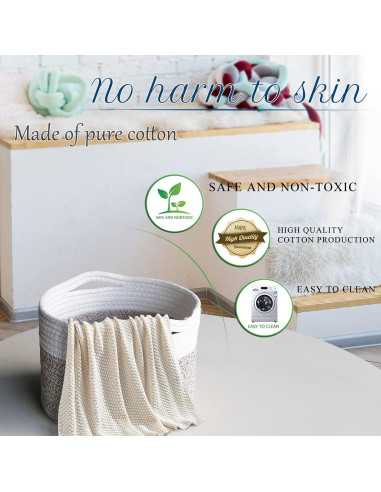 Cesta de Almacenamiento Loravou Pequeña Algodón Marrón 24cm