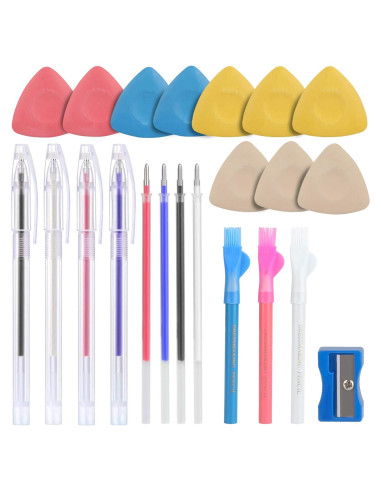 Kit de Costura CampTek - 10 Tizas, 4 Bolígrafos Borrables, 3 Lápices