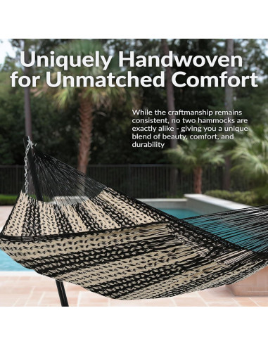 Hamaca Doble Maya XXL Sunnydaze 396 cm Negro/Natural