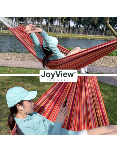 Hamaca Doble JoyView Algodón Extra Grande 220x150 cm Verde/Negra