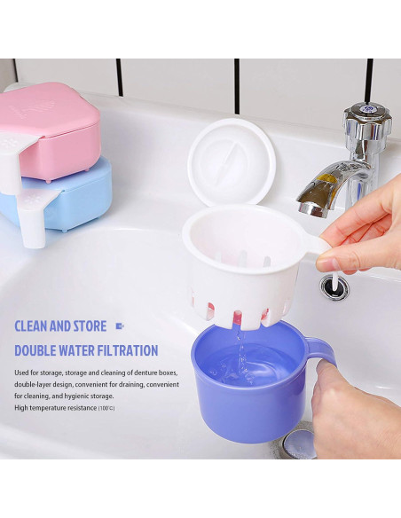 Taza Grande para Dentaduras FJNATINH 300 ml con Colador Taza Grande para Dentaduras FJNATINH 300 ml con Colador