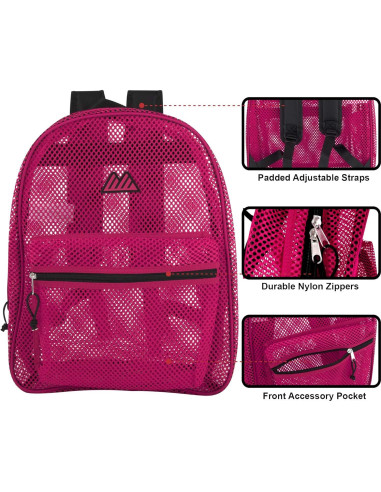 Mochila de Malla Summit Ridge Rosa 43x33x15cm Aprobada Estadio