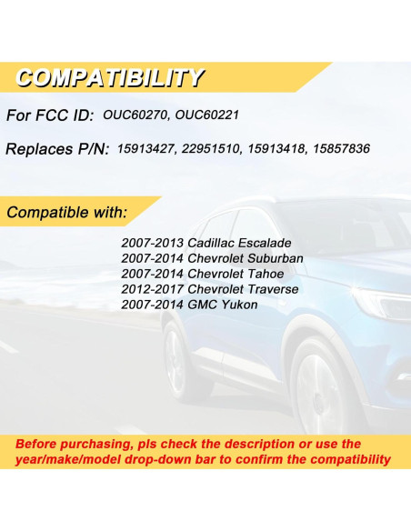 Control Remoto Llavero Vurkcy OUC60270 6 Botones Chevy 07-14 Control Remoto Llavero Vurkcy OUC60270 6 Botones Chevy 07-14