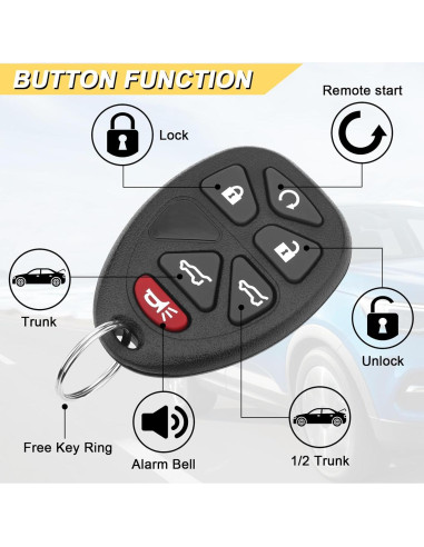 Control Remoto Llavero Vurkcy OUC60270 6 Botones Chevy 07-14