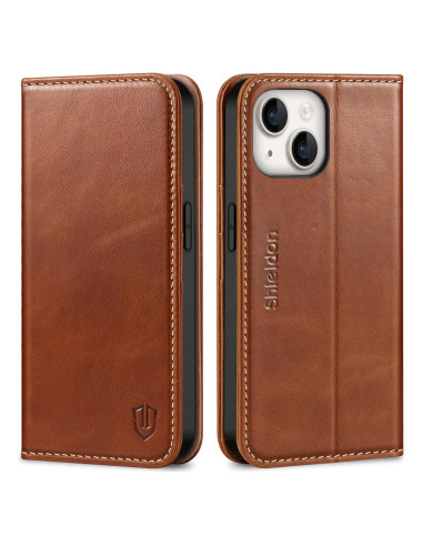 Funda SHIELDON para iPhone 14 6.1" 2022, Cuero con RFID
