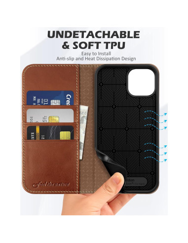 Funda SHIELDON para iPhone 14 6.1" 2022, Cuero con RFID