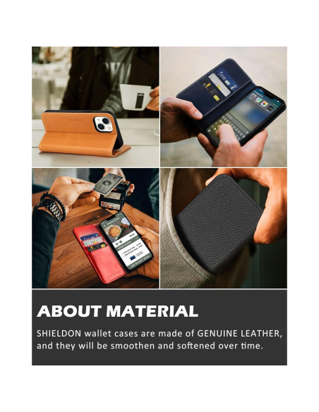 Funda SHIELDON para iPhone 14 6.1" 2022, Cuero con RFID