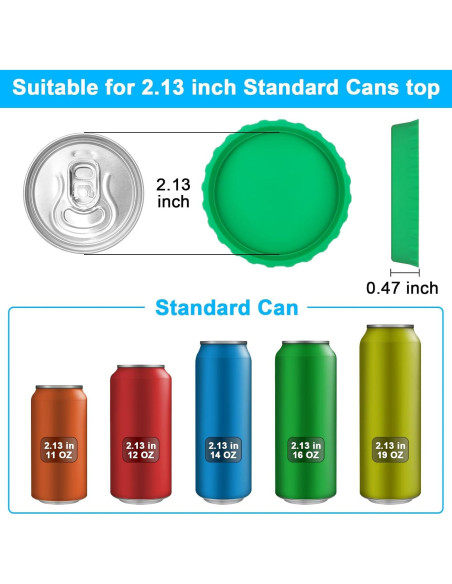 Paquete de 6 tapas de silicona MECHEER para latas estándar Paquete de 6 tapas de silicona MECHEER para latas estándar