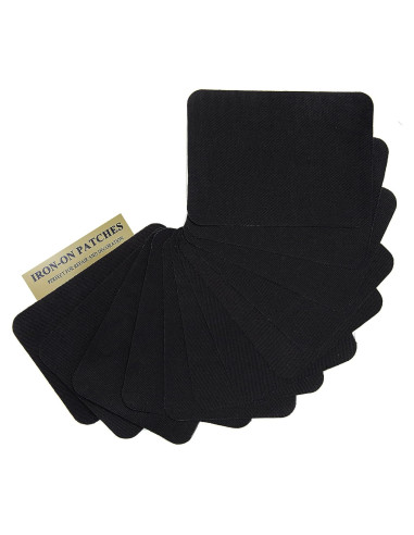 12 Parches Termoadhesivos Harsgs 100% Algodón Negro 7.5x10.5 cm