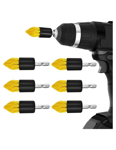 Holikme Juego de 6 Cepillos de Taladro Multiusos Amarillo Holikme Juego de 6 Cepillos de Taladro Multiusos Amarillo