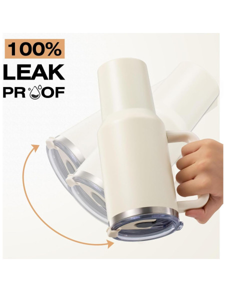 Taza Aislada 1.2L Vorpower con Asa y Popote Crema Taza Aislada 1.2L Vorpower con Asa y Popote Crema