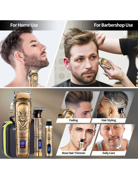 Set Recortadoras de Cabello Roziapro Inalámbricas Oro Set Recortadoras de Cabello Roziapro Inalámbricas Oro