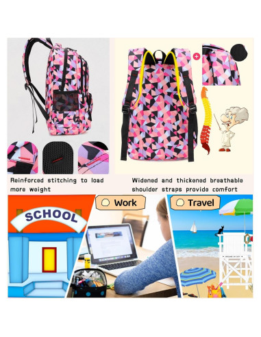 Juego de Mochila y Bolsa de Almuerzo Bansusu 3 Piezas Niña