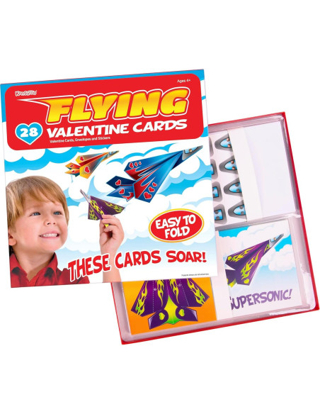 Tarjetas de San Valentín Kangaroo 28 aviones de papel Tarjetas de San Valentín Kangaroo 28 aviones de papel