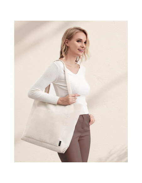 Bolsa Tote Prite Beige 45x40x11 cm con Cremallera y Bolsillos Bolsa Tote Prite Beige 45x40x11 cm con Cremallera y Bolsillos