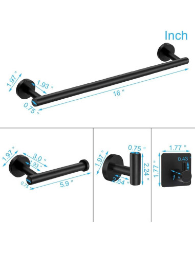 Conjunto de Accesorios de Baño TocTen 5 PCS Acero Inoxidable