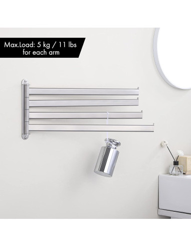 Soporte para Toallas KES 4 Brazos Acero Inoxidable 49.5 cm