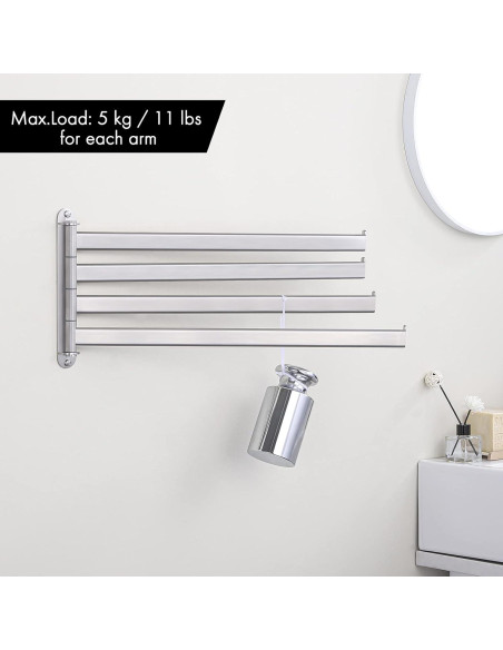 Soporte para Toallas KES 4 Brazos Acero Inoxidable 49.5 cm Soporte para Toallas KES 4 Brazos Acero Inoxidable 49.5 cm