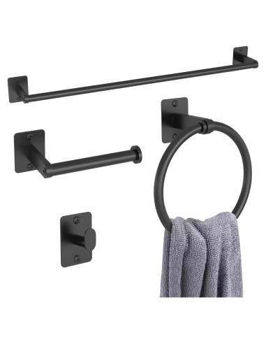 Juego de Accesorios de Baño KLJKPA 4 Piezas Negro Mate