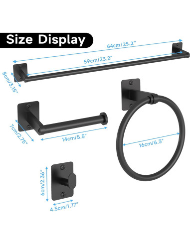 Juego de Accesorios de Baño KLJKPA 4 Piezas Negro Mate