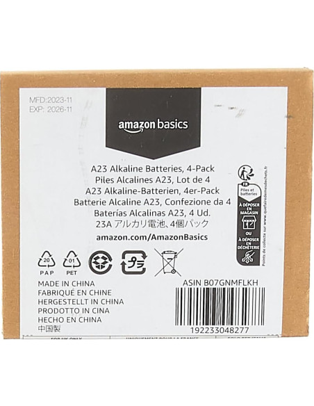 Baterías Alcalinas 23A Amazon Basics Paquete de 4 Baterías Alcalinas 23A Amazon Basics Paquete de 4
