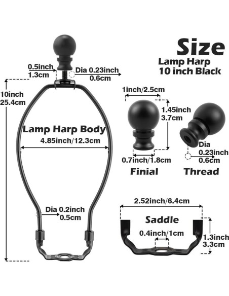 Soporte de lámpara Asjeumt 25.4 cm negro, juego de 2 piezas Soporte de lámpara Asjeumt 25.4 cm negro, juego de 2 piezas