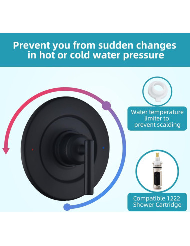 Kit de recorte Moen T2901BL para ducha, negro mate