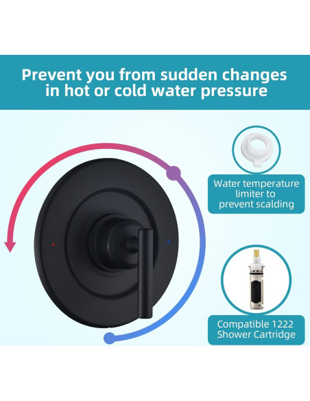 Kit de recorte Moen T2901BL para ducha, negro mate Kit de recorte Moen T2901BL para ducha, negro mate