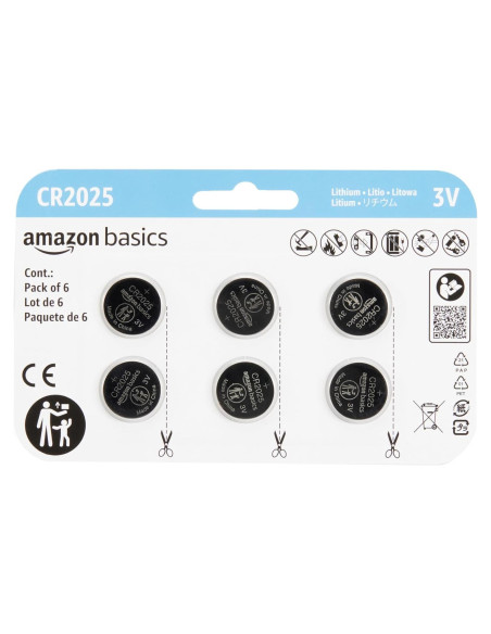 Baterías de Botón Amazon Basics CR2025 Paquete de 6 3V Baterías de Botón Amazon Basics CR2025 Paquete de 6 3V