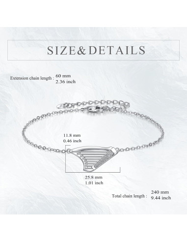 Pulsera de Arpa YFN en Plata Esterlina para Amantes de la Música