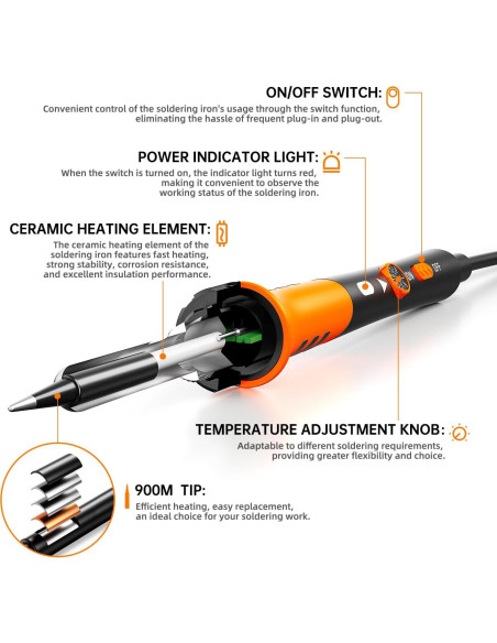 Kit de Soldador 60W MEAKEST 9 en 1 con 5 Puntas y Soporte Kit de Soldador 60W MEAKEST 9 en 1 con 5 Puntas y Soporte