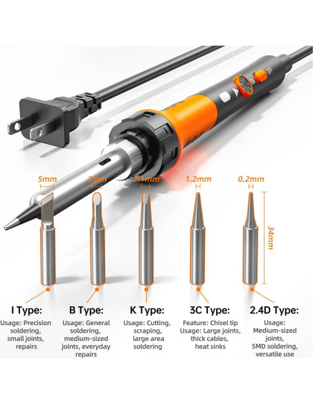 Kit de Soldador 60W MEAKEST 9 en 1 con 5 Puntas y Soporte Kit de Soldador 60W MEAKEST 9 en 1 con 5 Puntas y Soporte