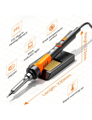 Kit de Soldador 60W MEAKEST 9 en 1 con 5 Puntas y Soporte