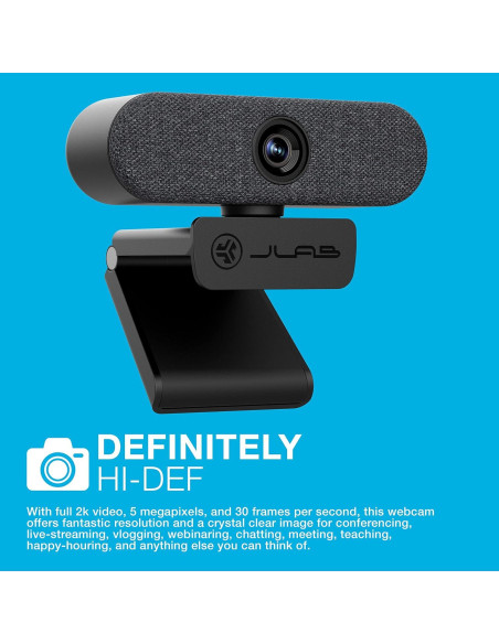 Webcam JLab Epic Cam HD 2K 5MP con Micrófonos y Zoom Webcam JLab Epic Cam HD 2K 5MP con Micrófonos y Zoom