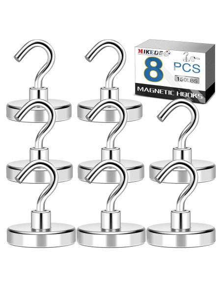 Ganchos Magnéticos MIKEDE 8 Paquete 68kg Neodimio Ganchos Magnéticos MIKEDE 8 Paquete 68kg Neodimio