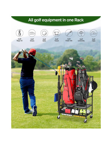 Organizador de Garaje FHXZH G4000 para 2 Bolsas de Golf