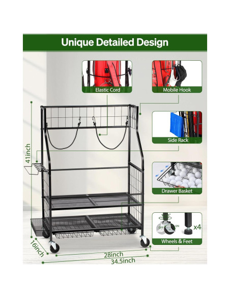 Organizador de Garaje FHXZH G4000 para 2 Bolsas de Golf Organizador de Garaje FHXZH G4000 para 2 Bolsas de Golf