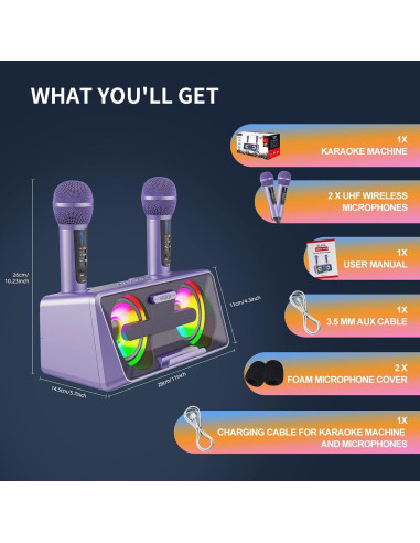 Máquina de Karaoke Dlara SD-301S con 2 Micrófonos UHF