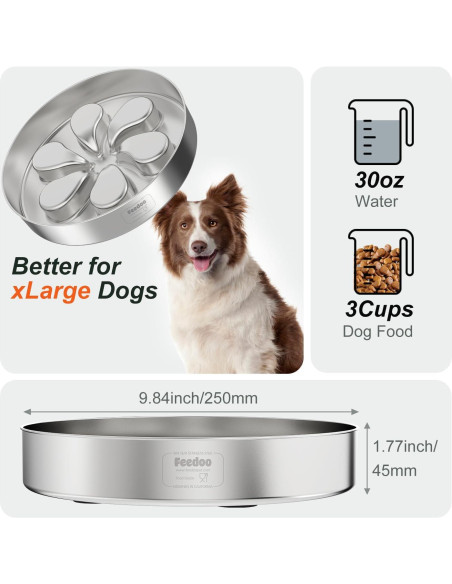 Cuenco para Perros Feedoo 3 Tazas Acero Inoxidable Antideslizante Cuenco para Perros Feedoo 3 Tazas Acero Inoxidable Antideslizante