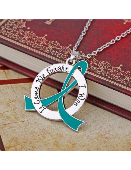 Collar Superviviente Teal con Cinta de Conciencia - Lucha Como una Chica Collar Superviviente Teal con Cinta de Conciencia - Lucha Como una Chica