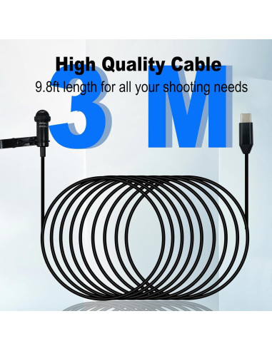 Micrófono Lavalier SPTSSWET Tipo C 3M para iPhone y Android