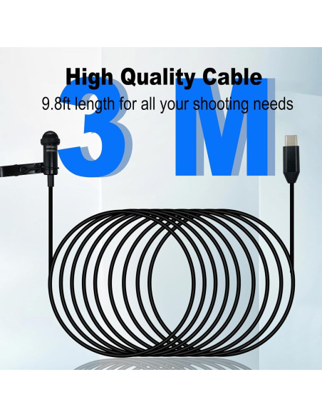 Micrófono Lavalier SPTSSWET Tipo C 3M para iPhone y Android Micrófono Lavalier SPTSSWET Tipo C 3M para iPhone y Android