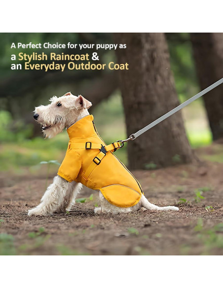 Impermeable para perros Lowealuk Mediano Amarillo con Arnés Impermeable para perros Lowealuk Mediano Amarillo con Arnés