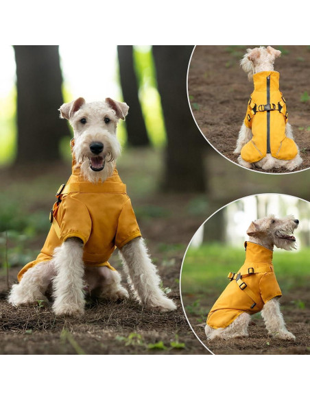 Impermeable para perros Lowealuk Mediano Amarillo con Arnés Impermeable para perros Lowealuk Mediano Amarillo con Arnés