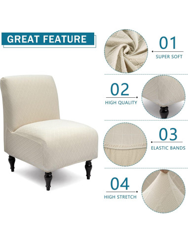 Funda de Silla Sin Brazos Liykimt 2 Unidades Jacquard Beige