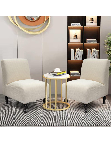 Funda de Silla Sin Brazos Liykimt 2 Unidades Jacquard Beige Funda de Silla Sin Brazos Liykimt 2 Unidades Jacquard Beige