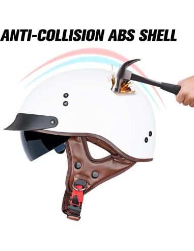 Casco de motocicleta VCOROS F-07 Blanco L con visera solar